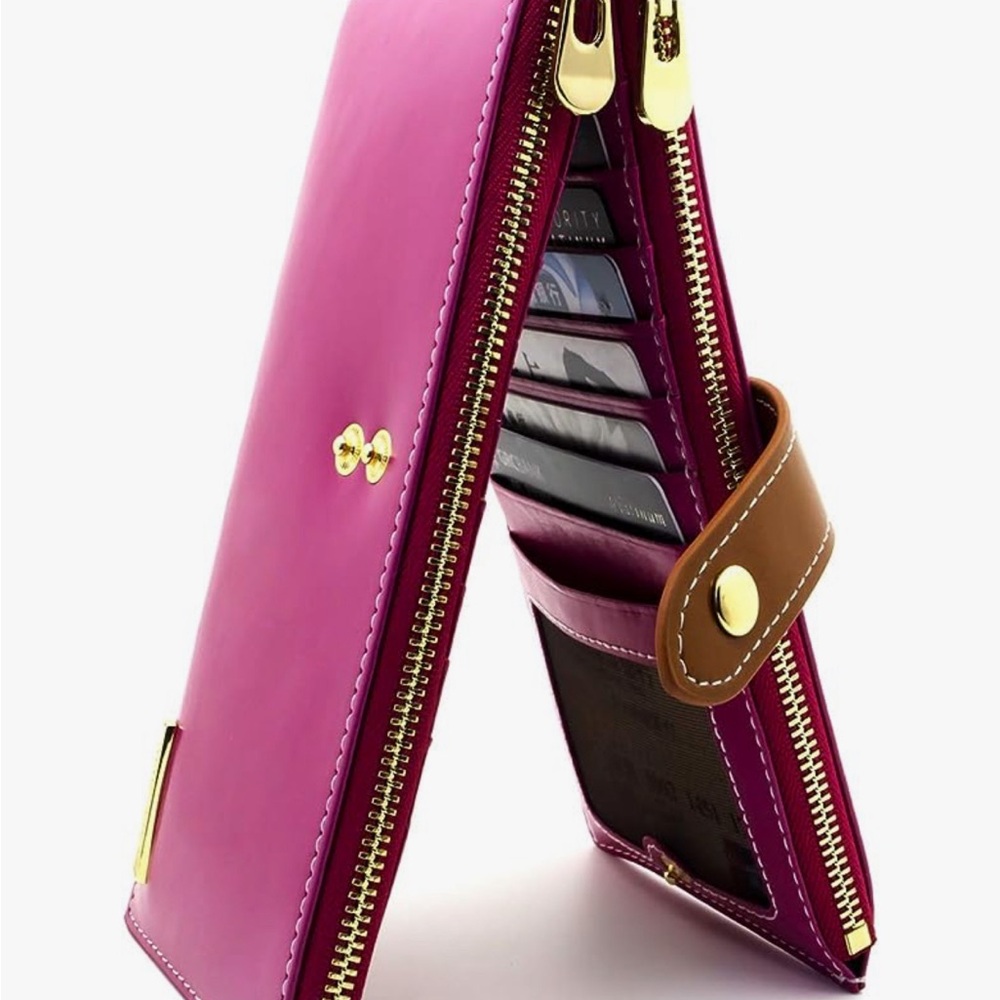 ANDOILT Women Genuine Leather Wallet RFID Blocking Credit Card Holder Purse Cell